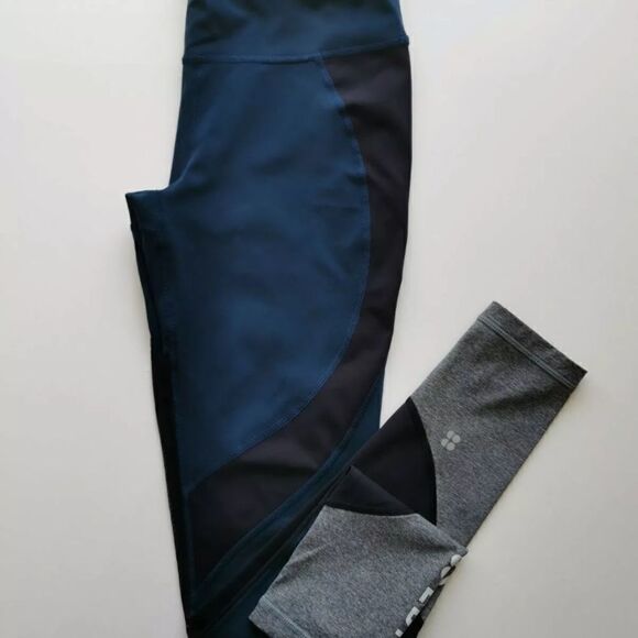 EUC Sweaty Betty Power Mesh Leggings in Beetle Blue XS - Picture 12 of 13